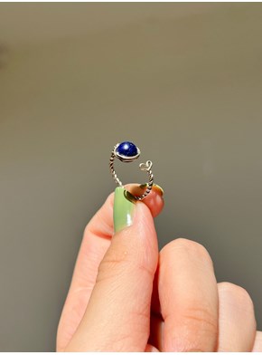 Anel Artesanal Delicado - Lápis Lazuli