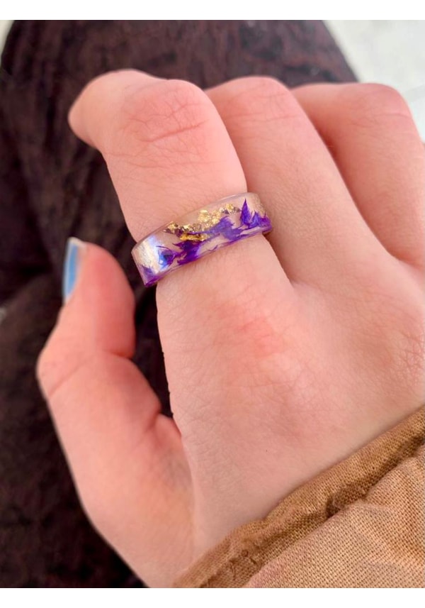 Anel Coco Lavanda e Ouro 18k
