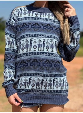 Blusa de Lã Peruana - Azul Barquinho