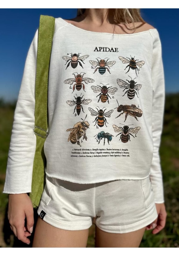 Blusa Moletom Abelhas - Off-White