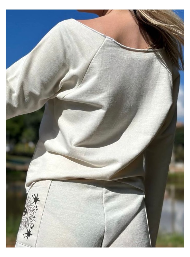 Blusa Moletom Brilho - Off-White — imagem 3