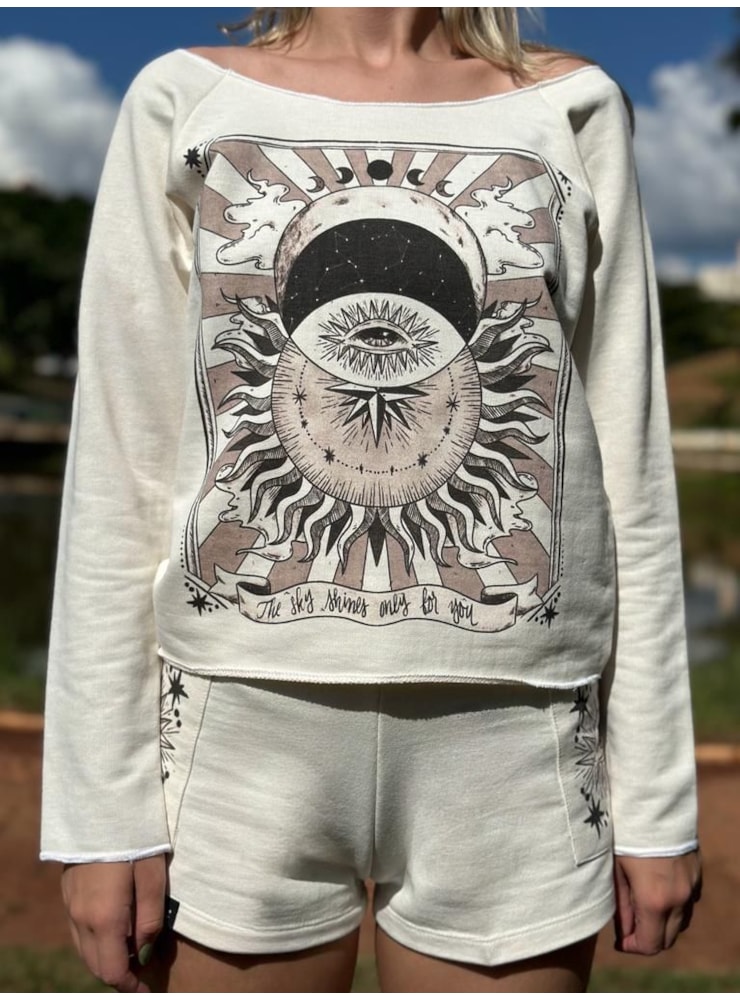 Blusa Moletom Brilho - Off-White — imagem 1