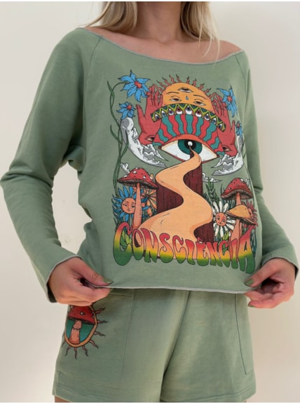 Blusa Moletom Consciência - Verde Menta