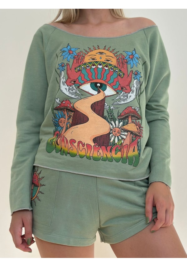 Blusa Moletom Consciência - Verde Menta