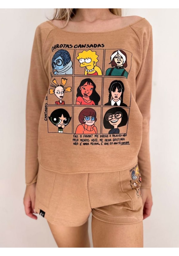 Blusa Moletom Garotas Cansadas - Capuccino