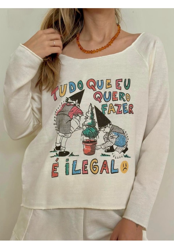 Blusa Moletom Ilegal - Off-White