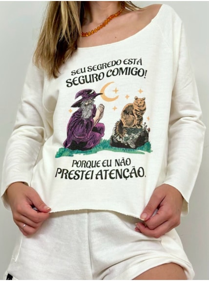 Blusa Moletom Mago Segredo Seguro - Off-White