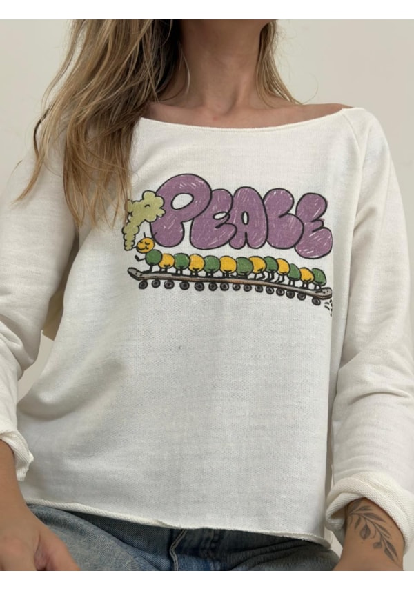 Blusa Moletom Peace - Off-White