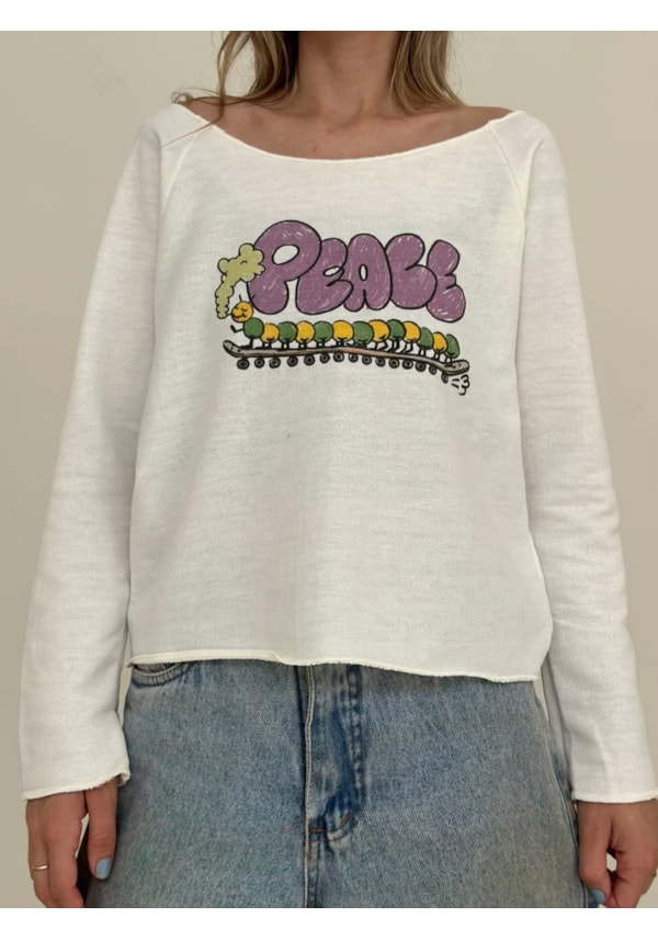 Blusa Moletom Peace - Off-White