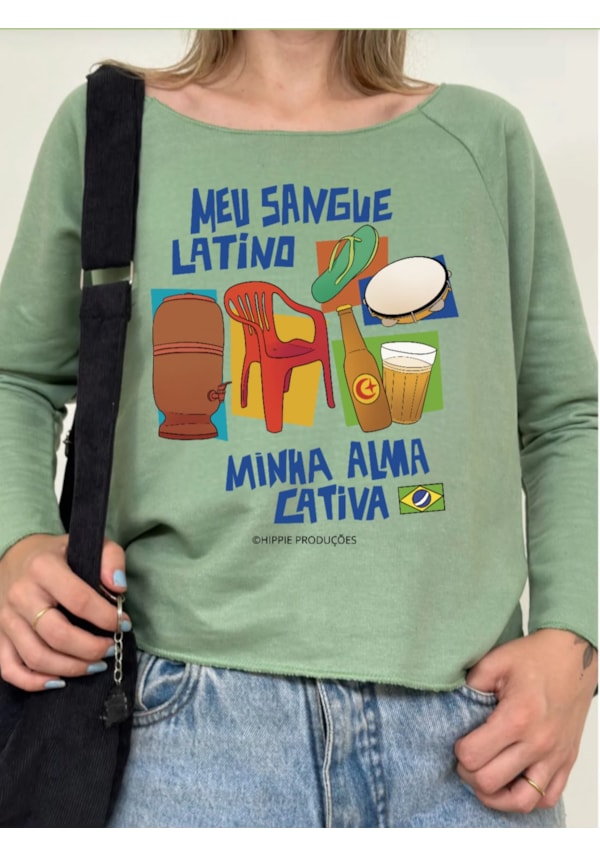 Blusa Moletom Sangue Latino - Verde Menta
