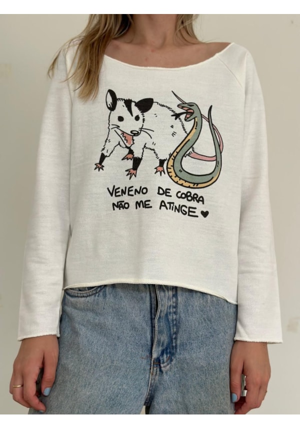 Blusa Moletom Saruê e Cobra - Off-White