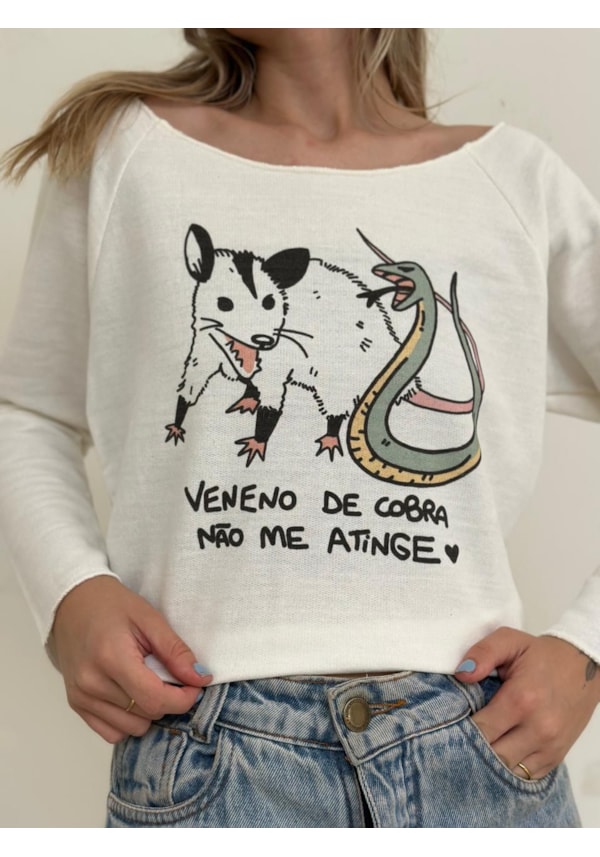 Blusa Moletom Saruê e Cobra - Off-White