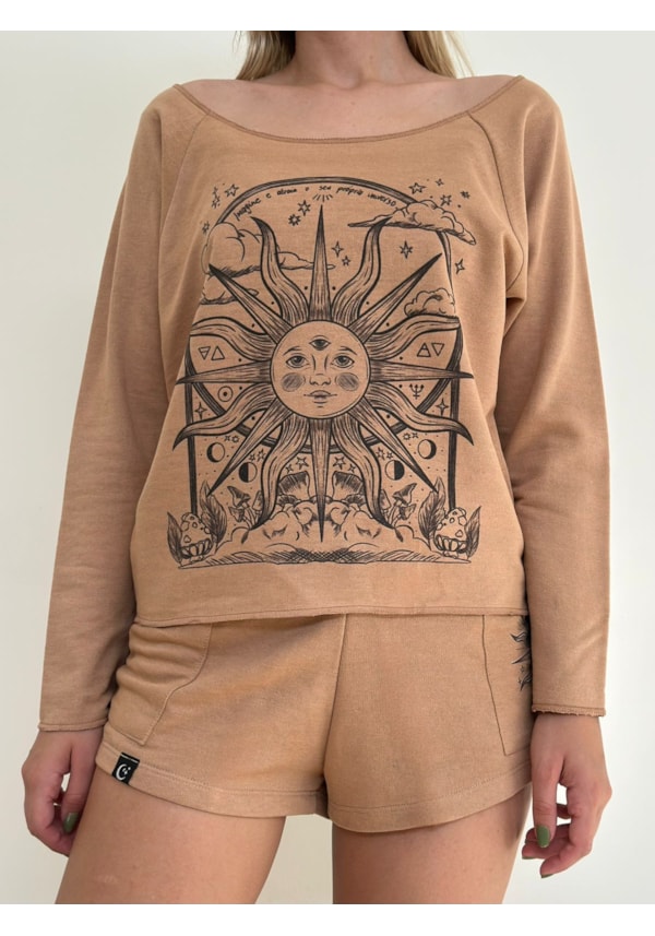 Blusa Moletom Sol Universo - Capuccino