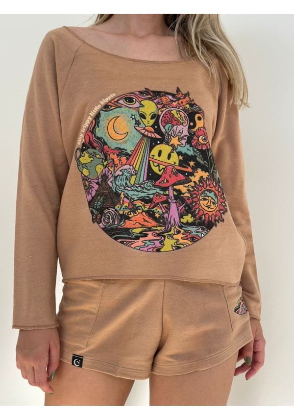 Blusa Moletom Trip Hippie - Capuccino