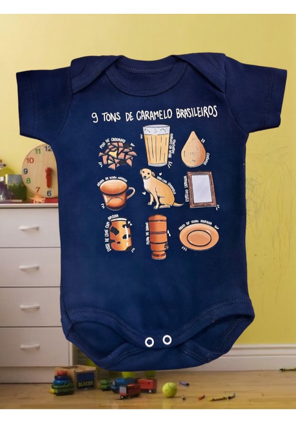 Body Bebê - 9 tons de Caramelo - Azul