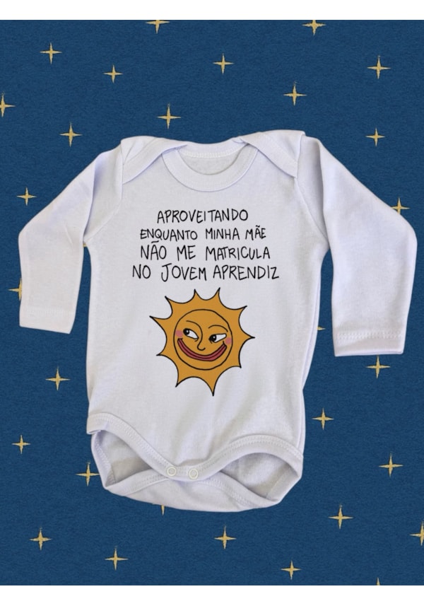 Body Bebê Aproveitando - Branco - Manga Longa