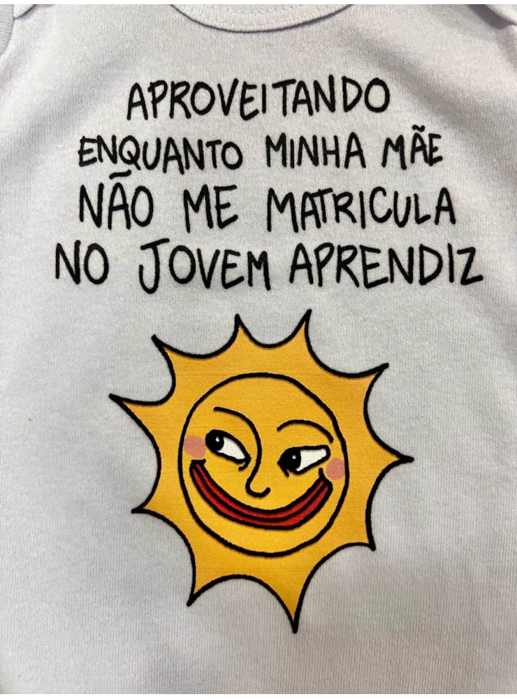 Body Bebê Aproveitando - Branco - Manga Longa — imagem 2