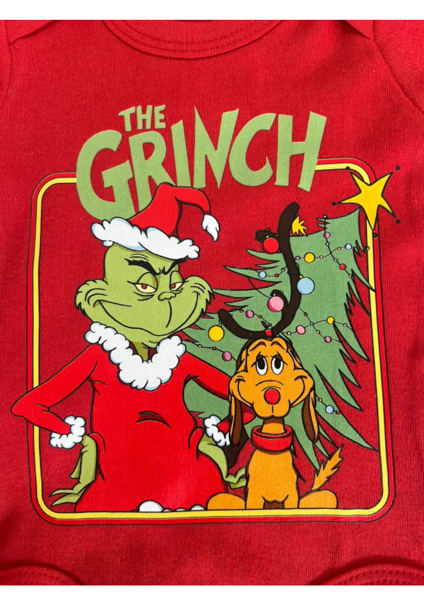 Body Bebê Grinch e Max - Vermelho