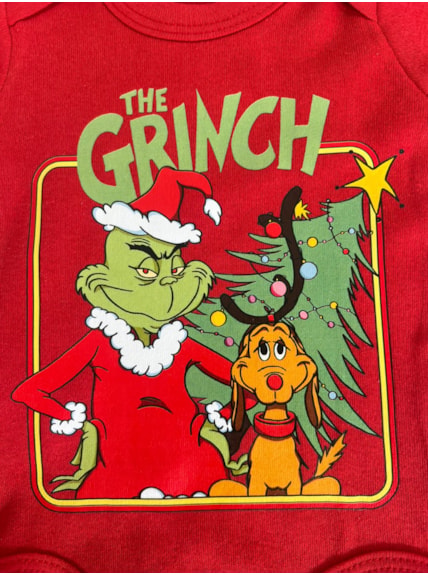 Body Bebê Grinch e Max - Vermelho