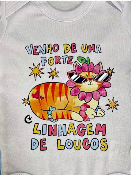 Body Bebê Linhagem de Loucos - Branco - Manga Longa