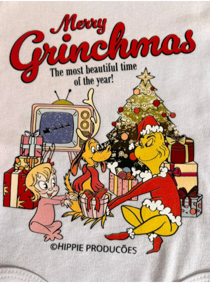 Body Bebê Merry Grinchmas - Branco