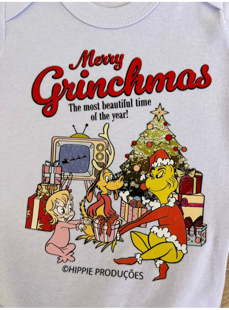 Body Bebê Merry Grinchmas - Branco - Manga Longa — imagem 2