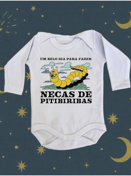 Body Bebê Necas de Pitibiribas - Branco - Manga Longa