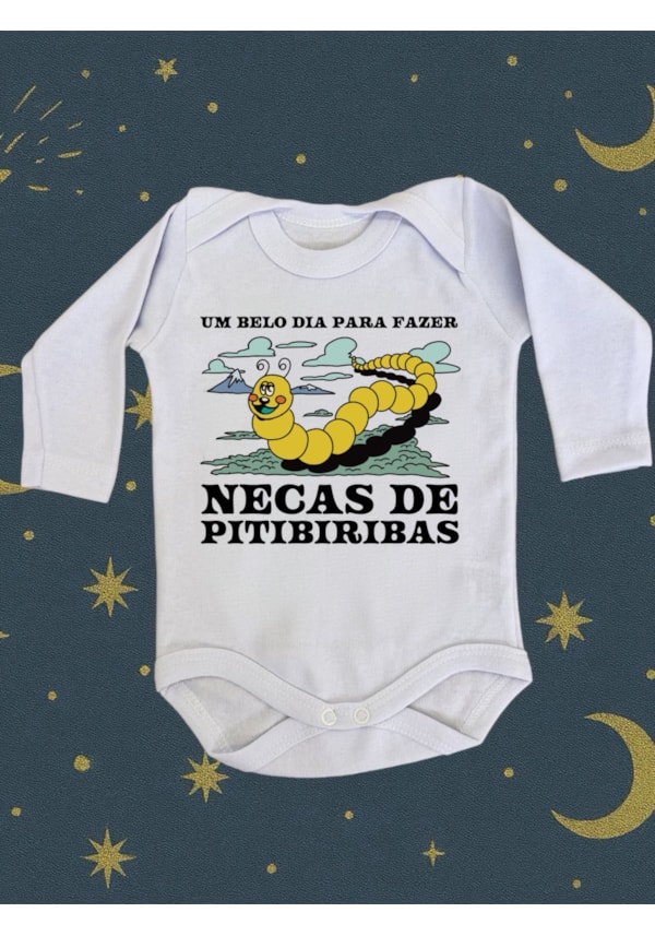 Body Bebê Necas de Pitibiribas - Branco - Manga Longa