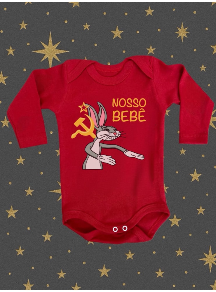 Body Bebê Nosso Bebê - Vermelho - Manga Longa — imagem 1