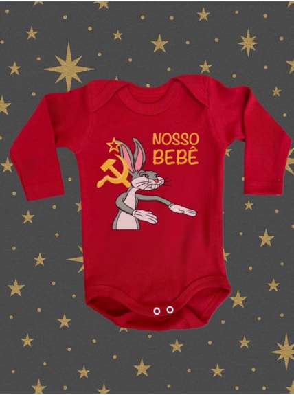 Body Bebê Nosso Bebê - Vermelho - Manga Longa
