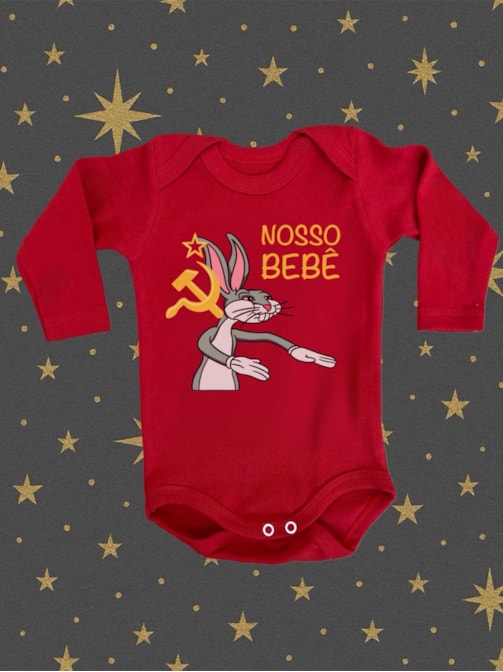 Body Bebê Nosso Bebê - Vermelho - Manga Longa