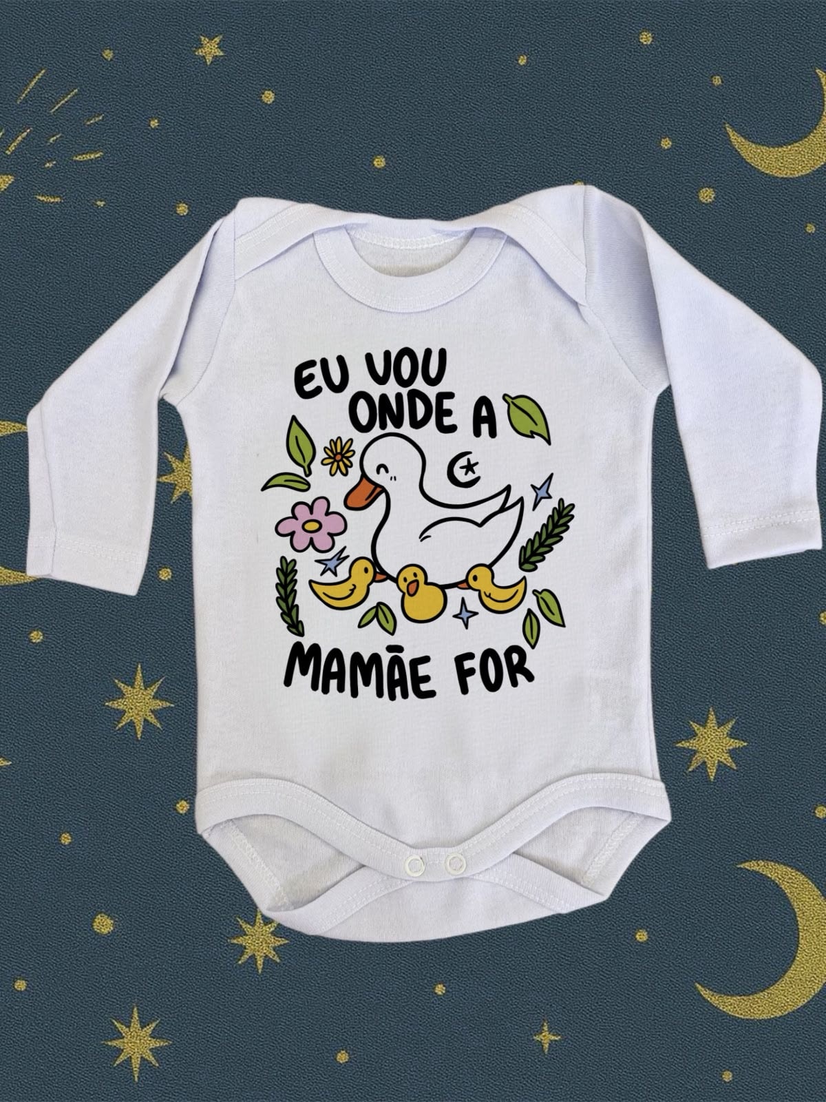 Body Bebê Onde a mamãe for - Branco - Manga Longa — imagem 1