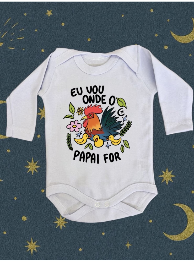 Body Bebê Onde o papai for - Branco - Manga Longa — imagem 1
