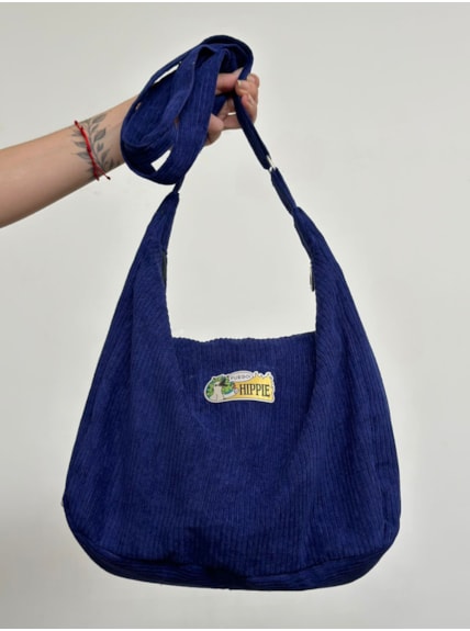 Bolsa Canoa Veludo Cotelê Azul Cobalto - Pato
