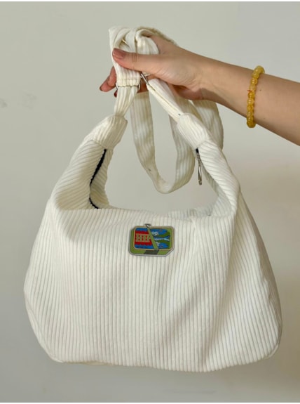 Bolsa Canoa Veludo Cotelê Branca - Sardinha