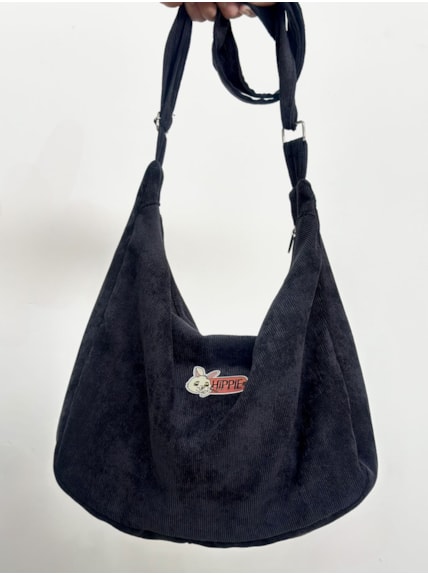 Bolsa Canoa Veludo Cotelê Chumbo - Coelho