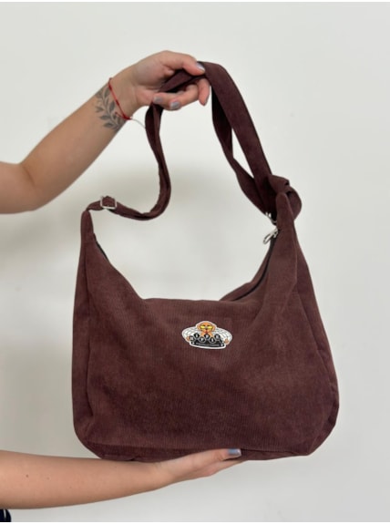Bolsa Canoa Veludo Cotelê Marrom - Cachorro