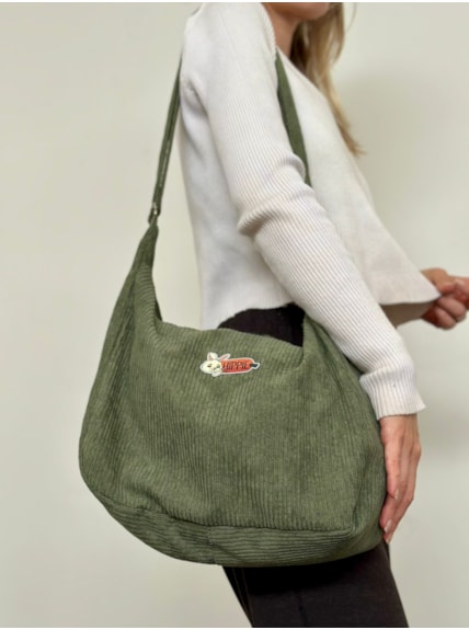 Bolsa Canoa Veludo Cotelê Musgo - Coelho