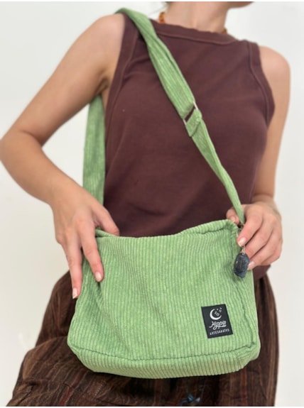 Bolsa Veludo Cotelê Grama - Turmalina