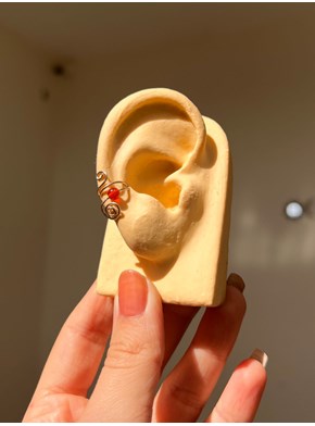 Brinco de Pressão Artesanal - Ágata Ear Cuff