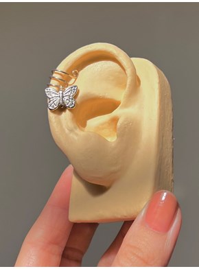 Brinco de Pressão Artesanal - Borboleta Ear Cuff