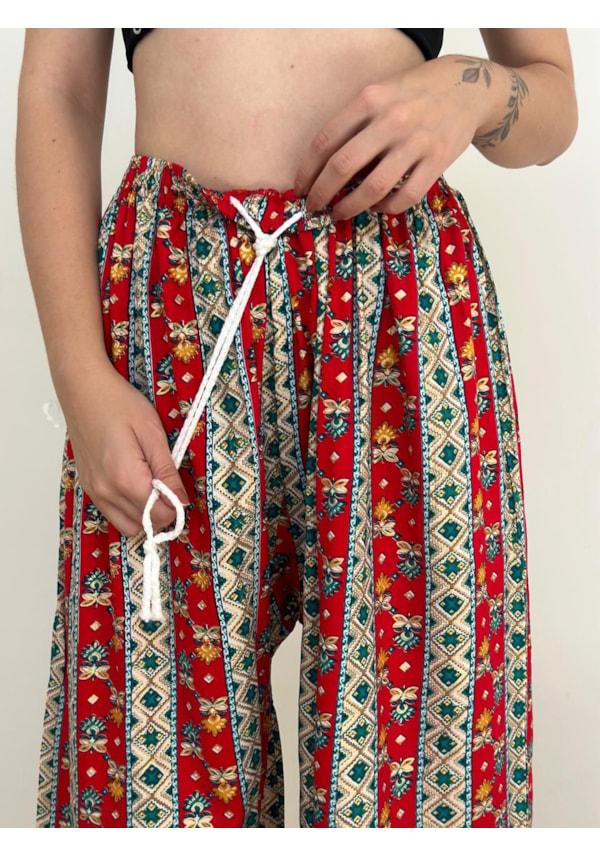 Calça Indiana Rosa e Verde