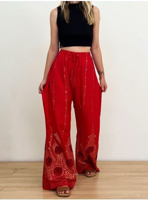 Calça Lótus Pantalona - Vermelha
