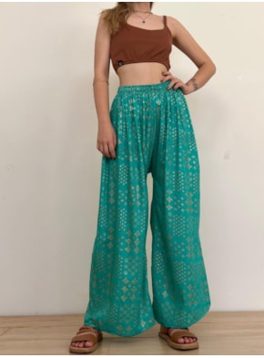 Calça Pantalona Viscose - Verde Jade