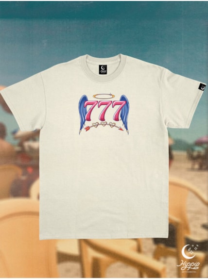 Camiseta 777 Anjo - Off-White - Frente e Verso