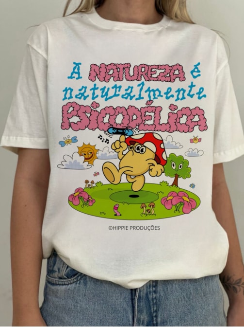 Camiseta A natureza é naturalmente psicodélica - Off-White
