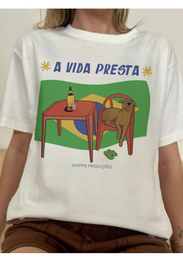 Camiseta A vida presta - Off-White