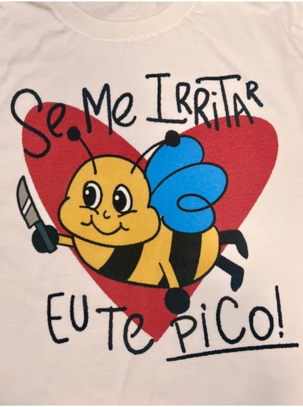 Camiseta Abelha se me irritar - Off-White