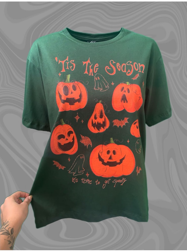 Camiseta Abóboras de Halloween Verde
