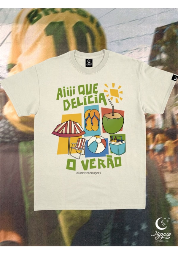 Camiseta Ai que delicia o verão - Off-White